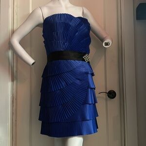 STUNNING! NWT LE Chateau Royal cobalt blue Pleated Cocktail wedding summer dress